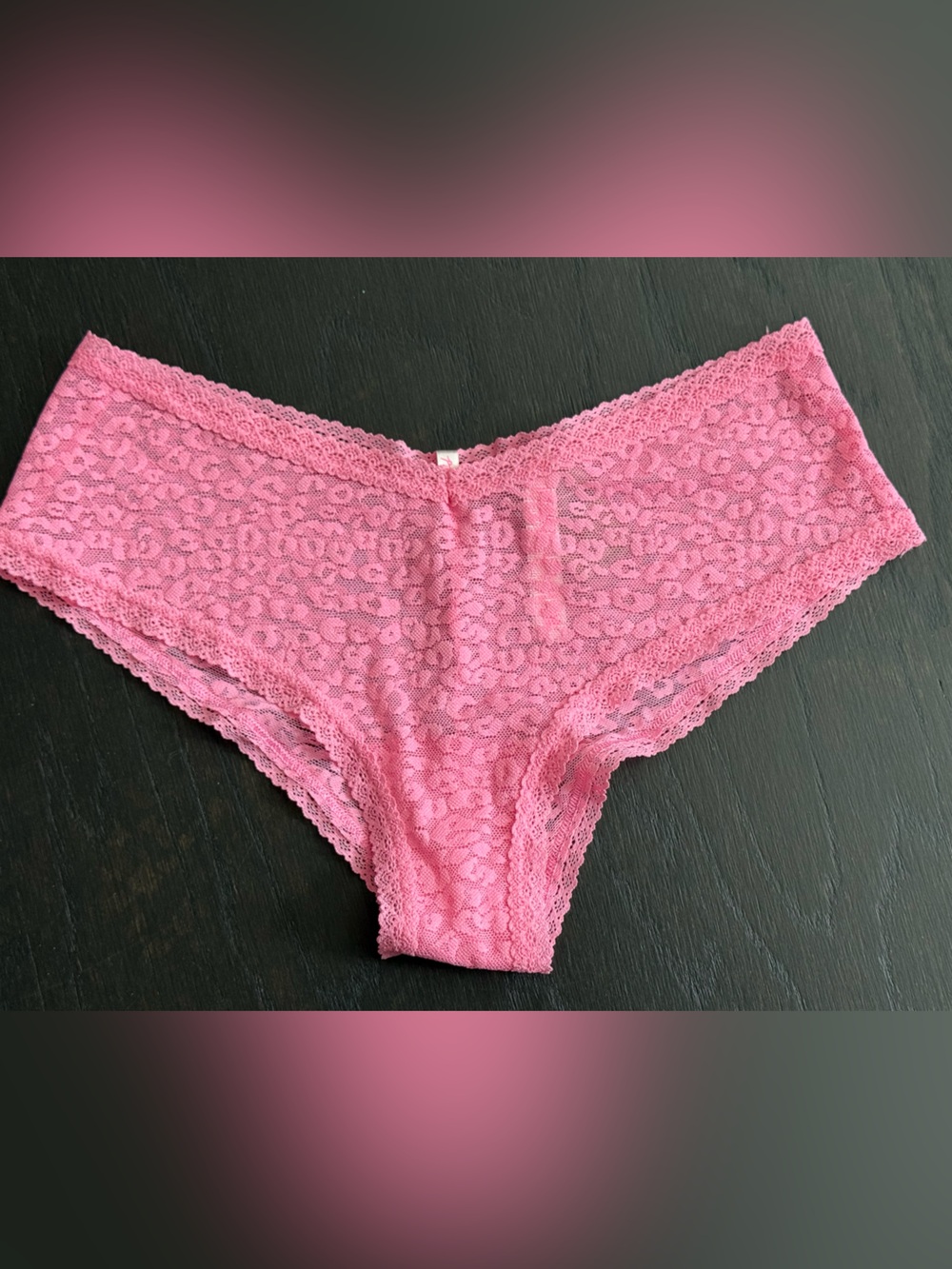 New PINK by Victoria's Secret Hot Pink Lace Hipster Cheekster Panty Medium